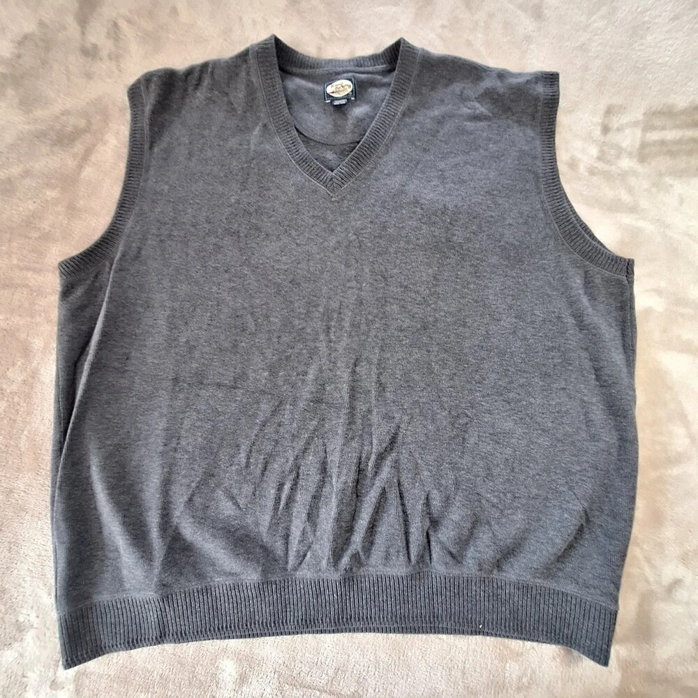 Tommy Bahama Sweater Vest Mens 2XL Gray Cotton Knit V Neck Hong Kong Casual